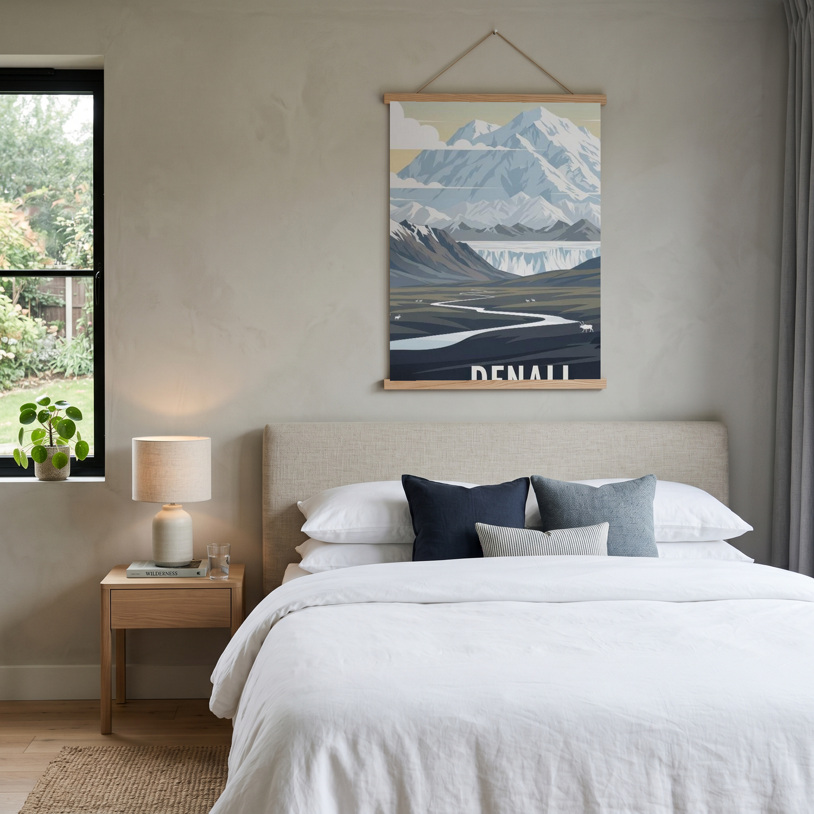 Denali National Park Poster — Vintage Alaska Caribou Mount McKinley Print