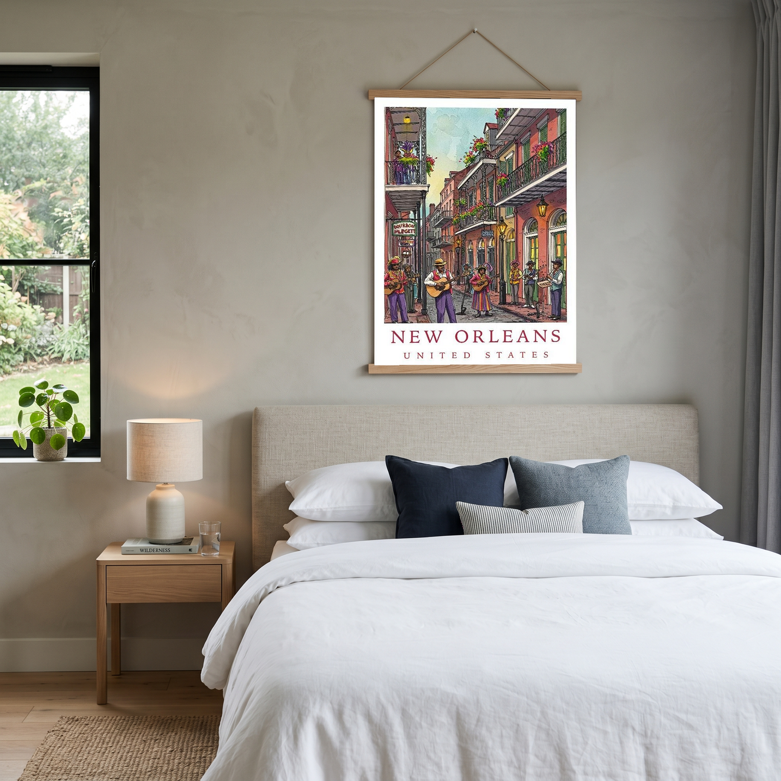 New Orleans Travel Poster — French Quarter Jazz Buskers Street Print