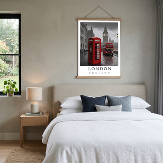 London Travel Poster — Big Ben Red Bus Telephone Box Iconic Print