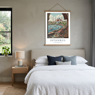 Istanbul Turkey Travel Poster — Hagia Sophia Bosphorus Bazaar Print