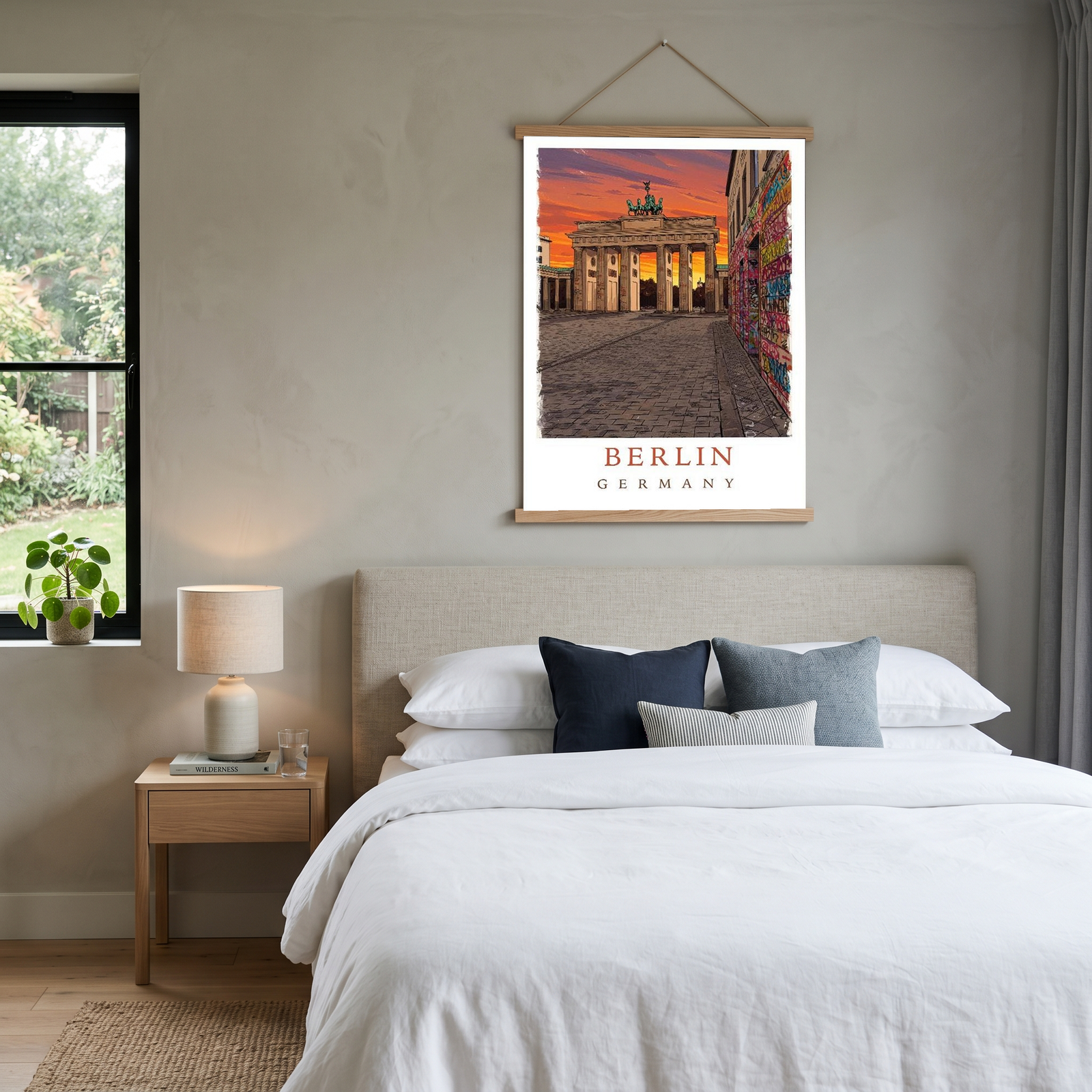 Berlin Germany Travel Poster — Brandenburg Gate Sunset Graffiti Print