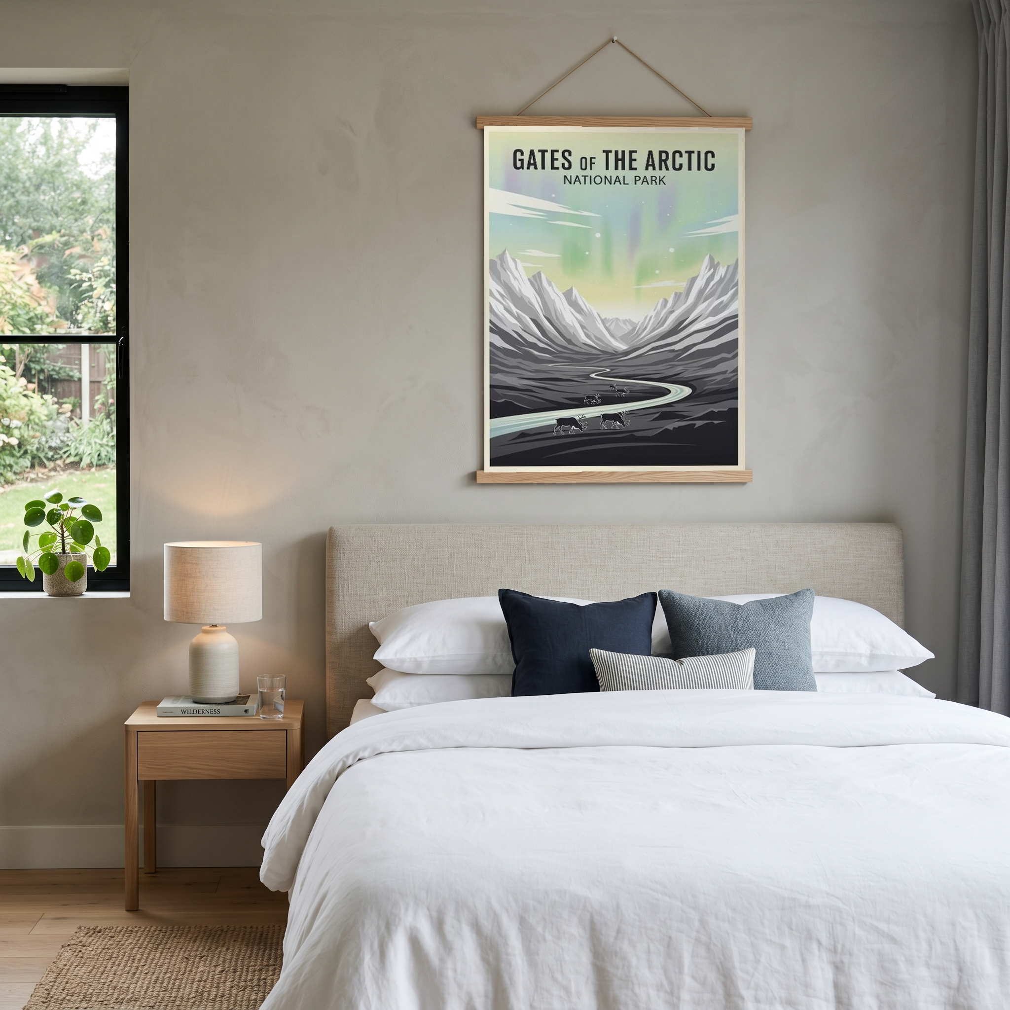 Gates of the Arctic National Park Poster — Vintage Alaska Aurora Caribou Print