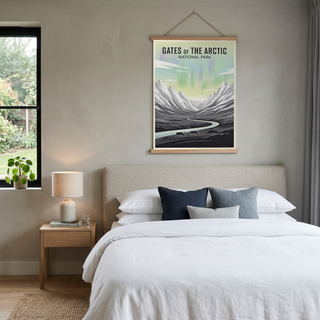Gates of the Arctic National Park Poster — Vintage Alaska Aurora Caribou Print