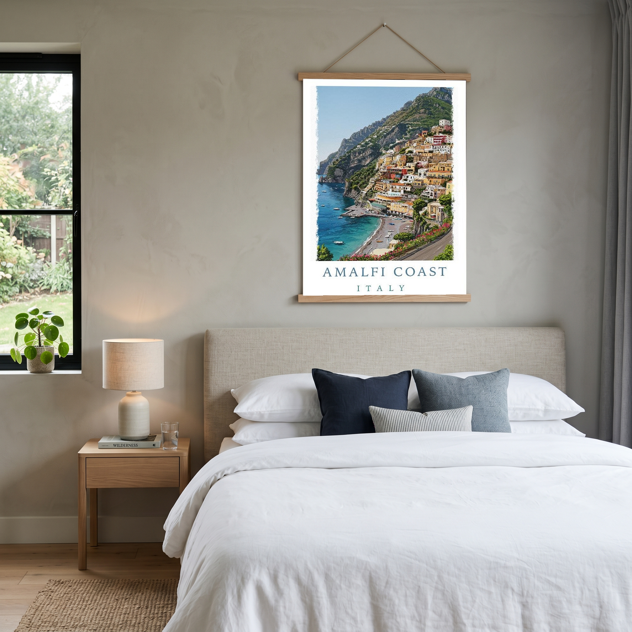Amalfi Coast Italy Travel Poster — Positano Cliffside Village Print