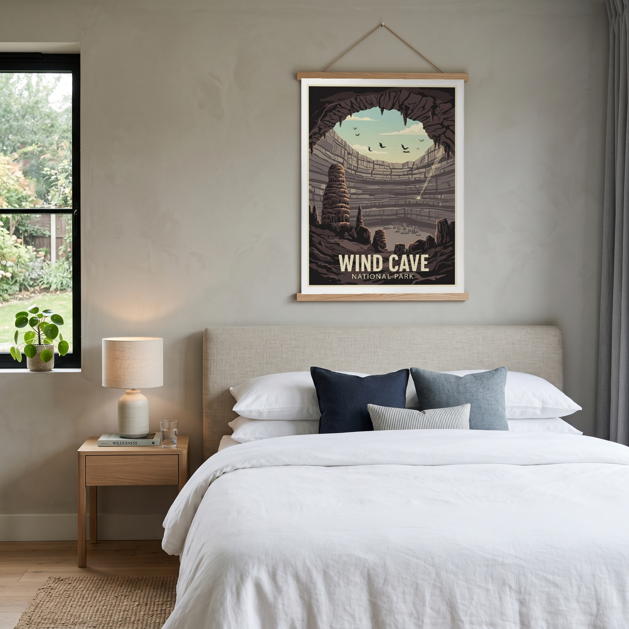Wind Cave National Park Poster — Vintage South Dakota Cave Bat Print