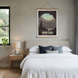 Wind Cave National Park Poster — Vintage South Dakota Cave Bat Print