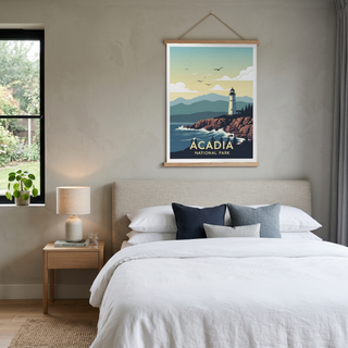 Acadia National Park Poster — Vintage Maine Lighthouse Coastal Print