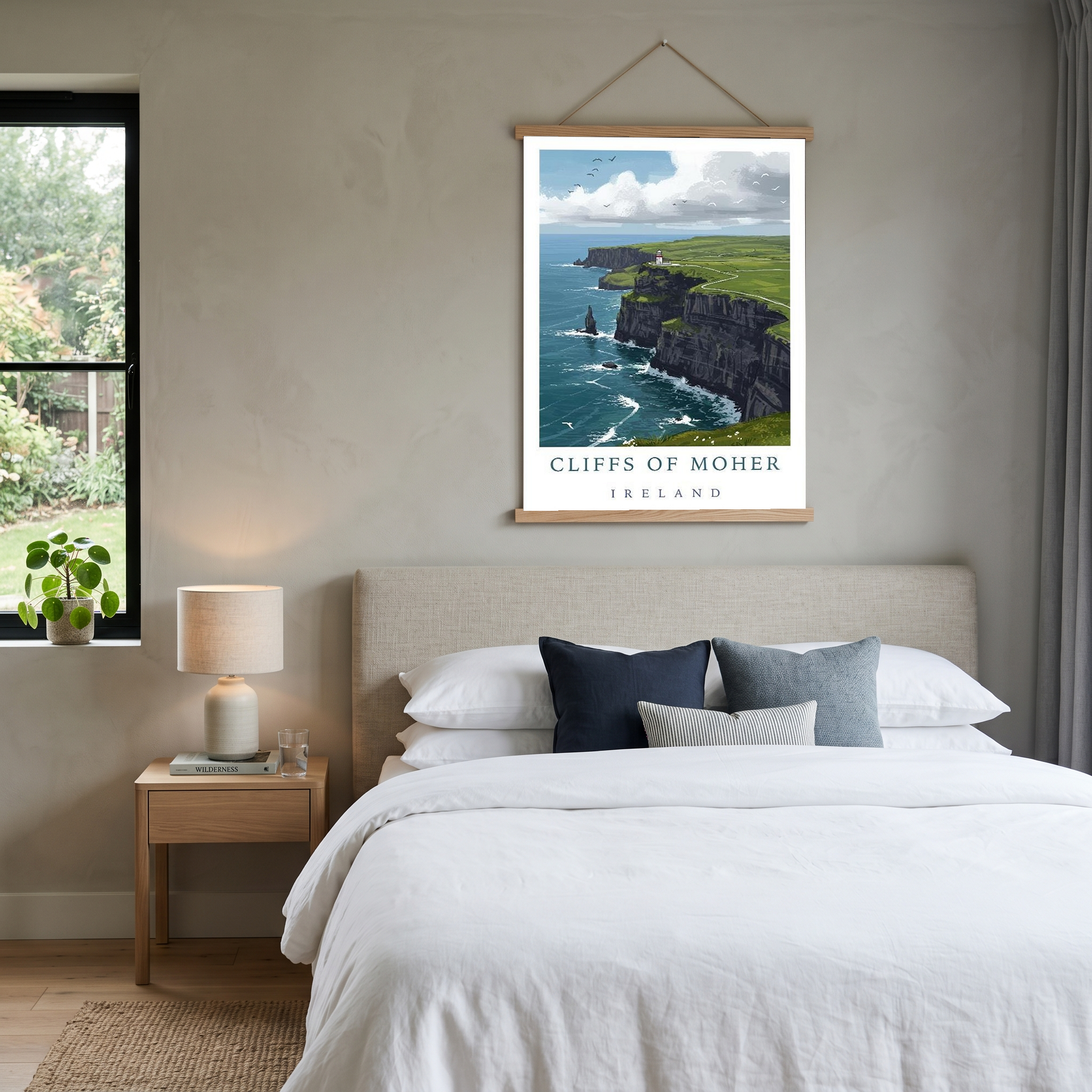 Cliffs of Moher Ireland Travel Poster — Coastal Lighthouse Atlantic Print