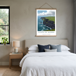 Cliffs of Moher Ireland Travel Poster — Coastal Lighthouse Atlantic Print