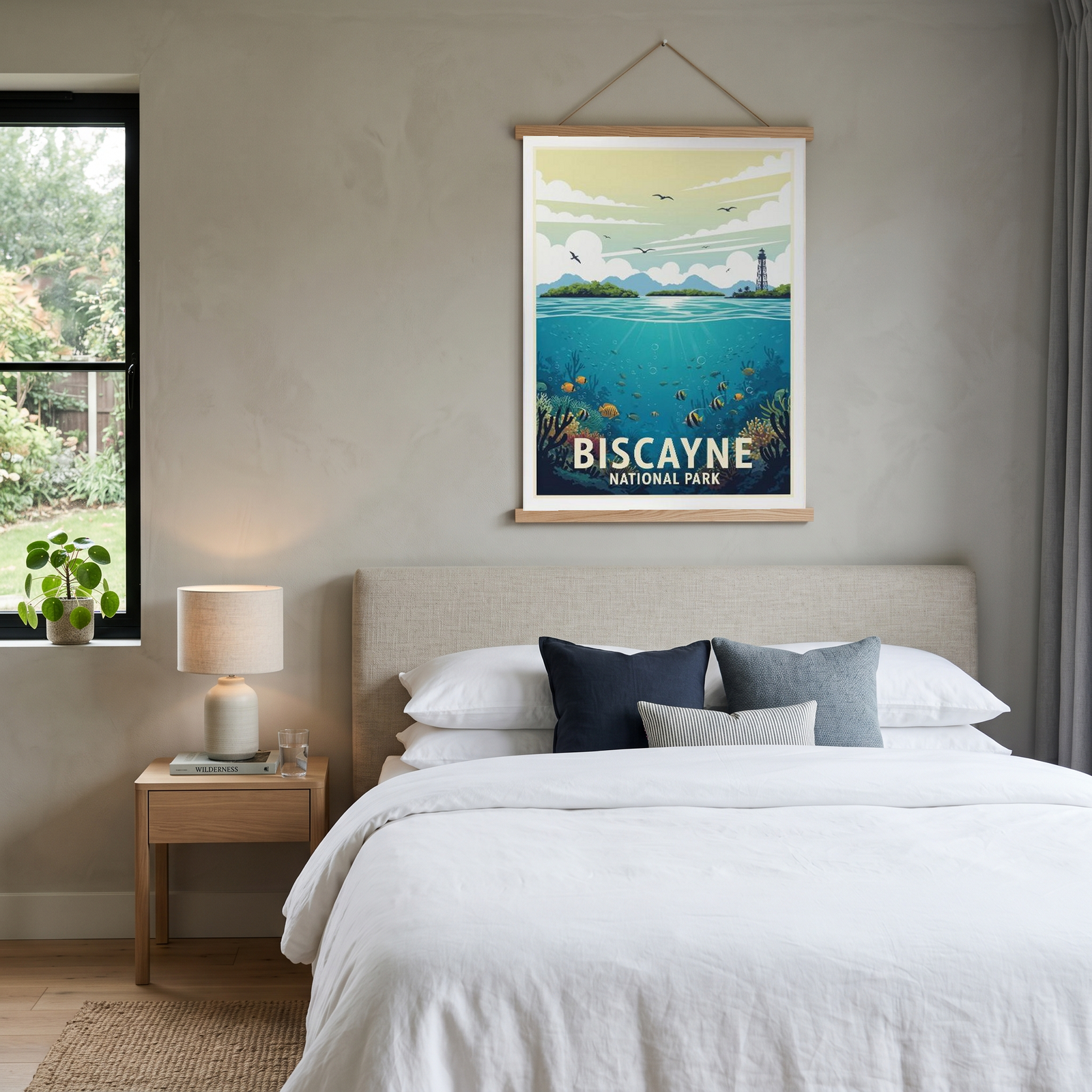 Biscayne National Park Poster — Vintage Florida Coral Reef Lighthouse Print