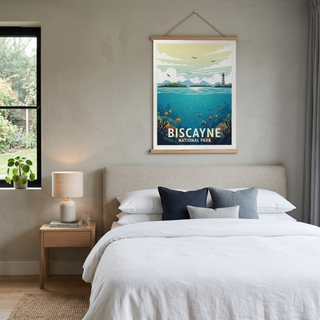Biscayne National Park Poster — Vintage Florida Coral Reef Lighthouse Print