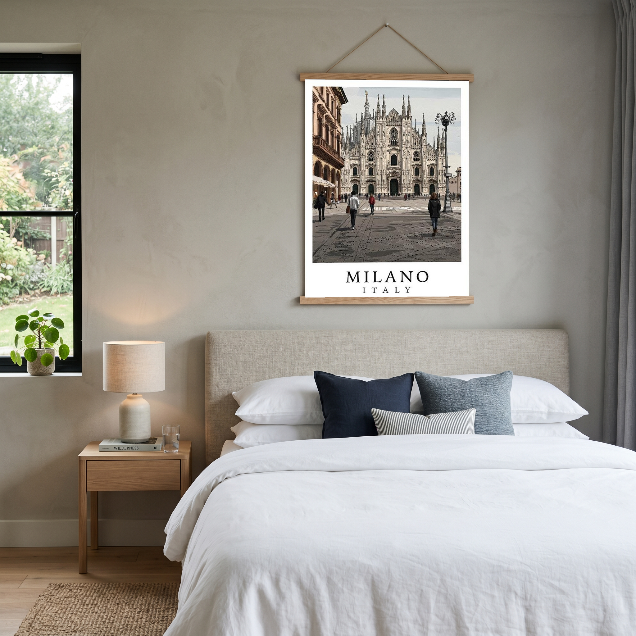 Milano Italy Travel Poster — Duomo Piazza Daytime Cityscape Print