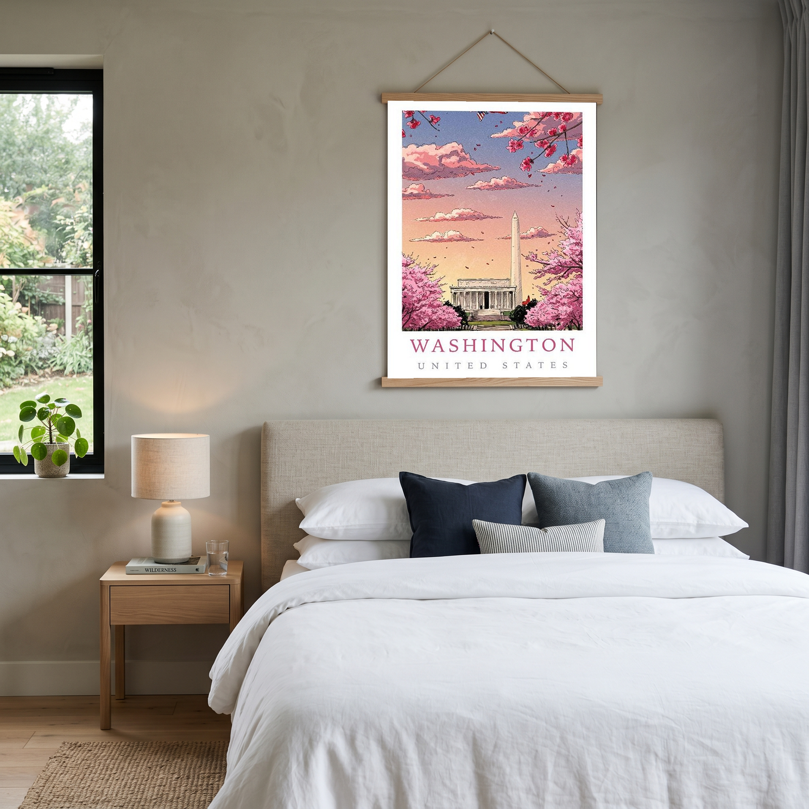 Washington DC — Cherry Blossom Monument Wall Art Print