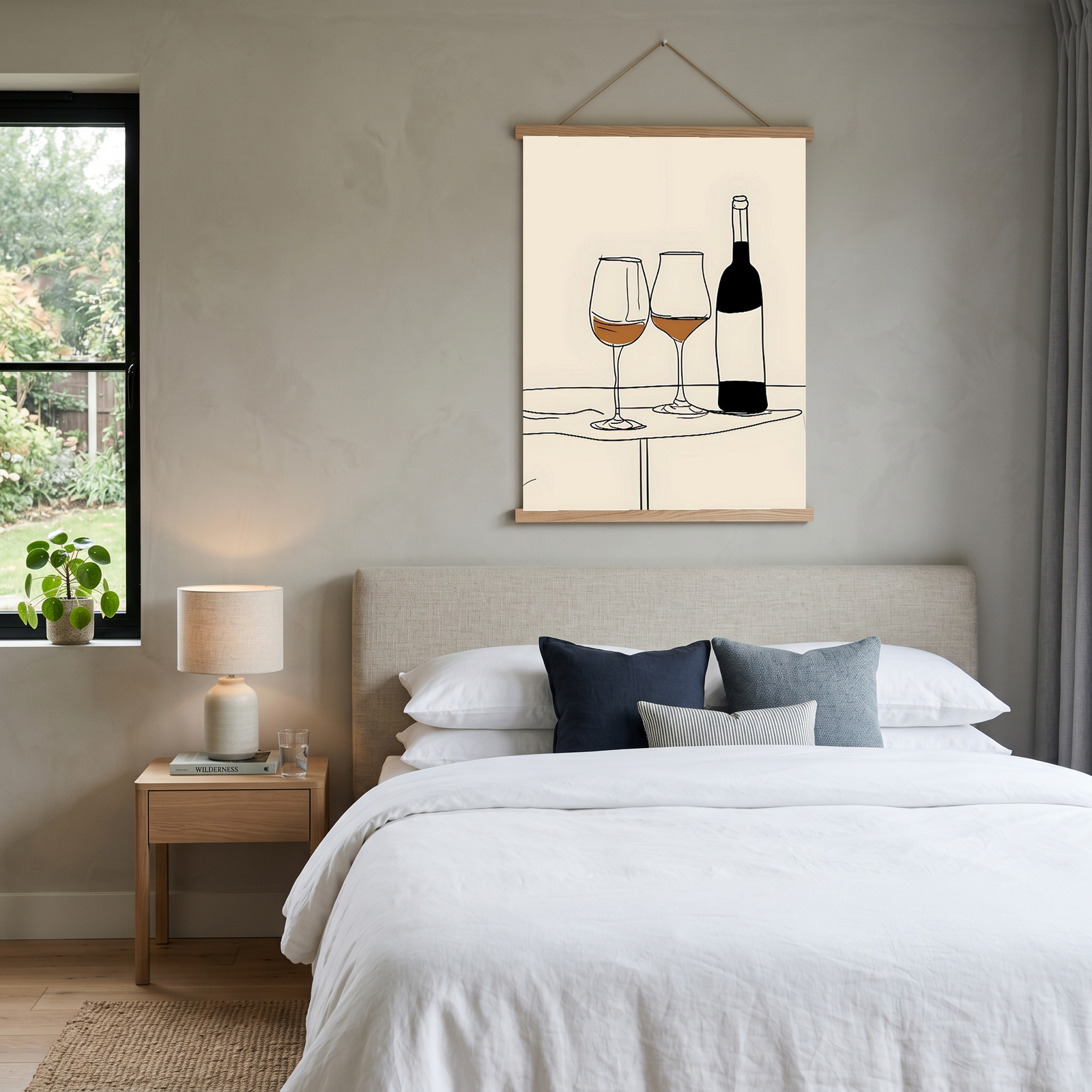Minimalist Wine Line Art Print – Modern Kitchen & Bar Cart Poster