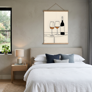Minimalist Wine Line Art Print – Modern Kitchen & Bar Cart Poster