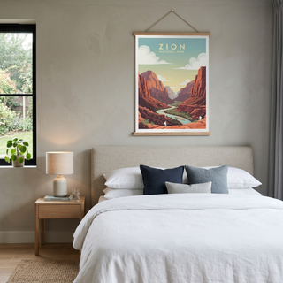 Zion National Park Poster — Vintage Utah Red Canyon Travel Print