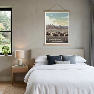 Theodore Roosevelt National Park Poster — Vintage Bison Badlands Art