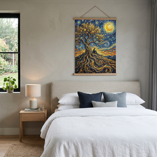 Man in Tree of Life Print — Van Gogh-Style Spiritual Reflection Wall Art