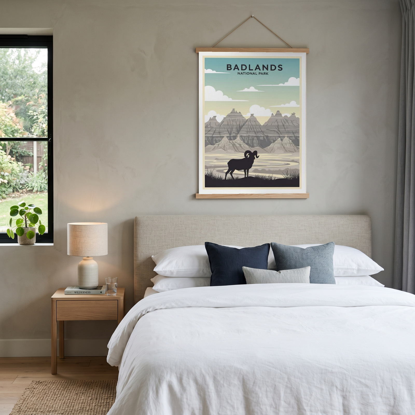 Badlands National Park Poster — Vintage Bighorn Sheep South Dakota Print