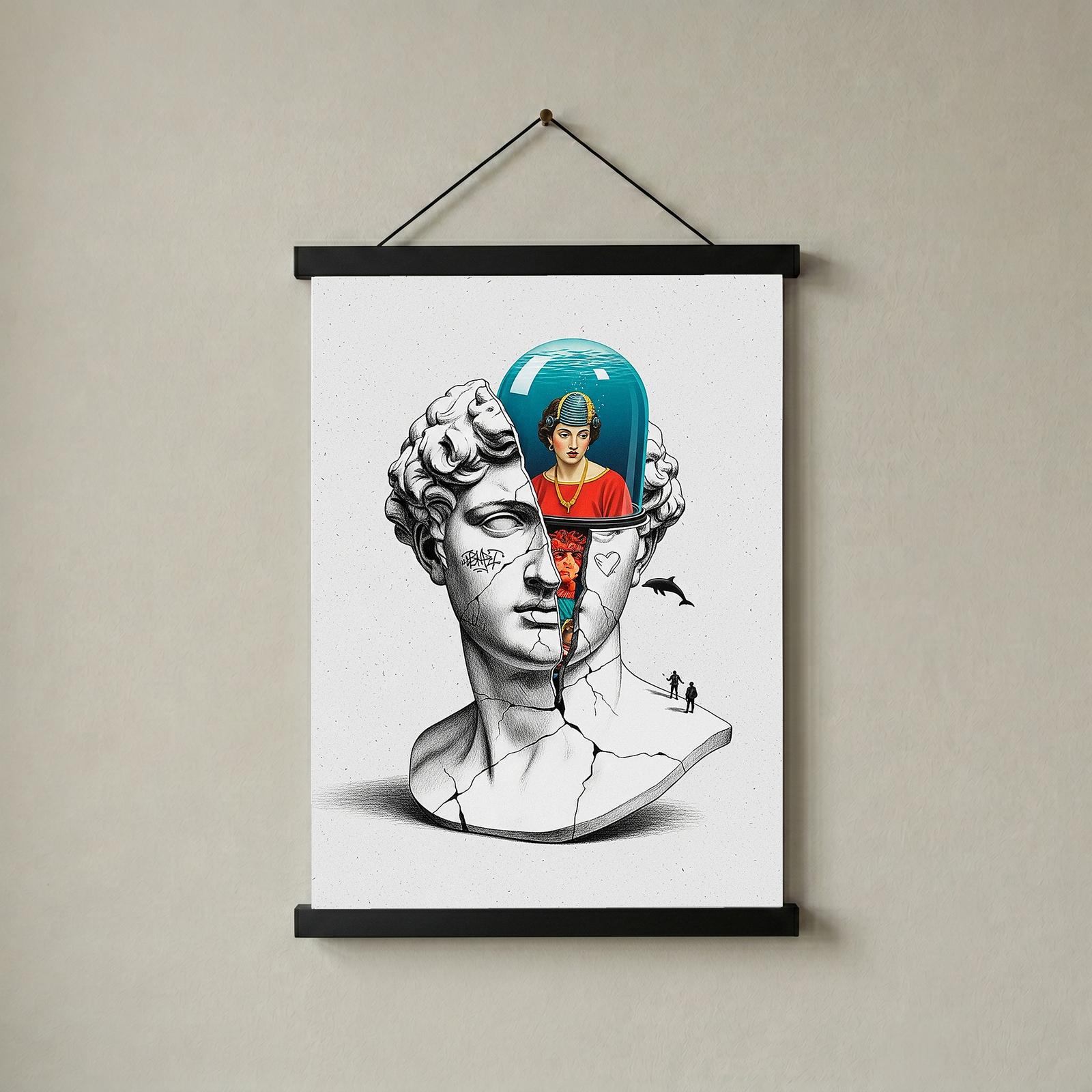Aquarium Mind — Surreal David Bust Wall Art Print
