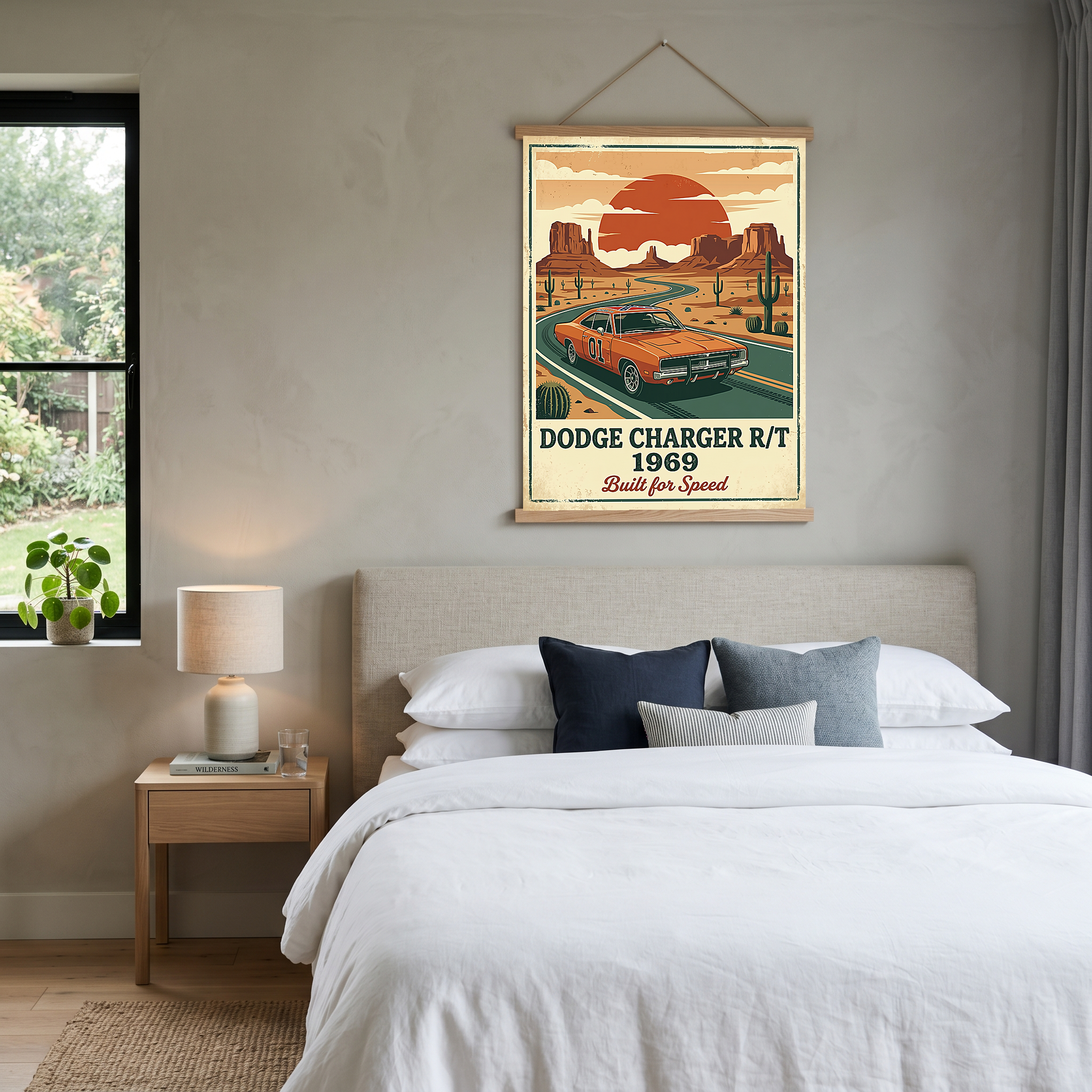 Dodge Charger R/T 1969 Poster — Vintage Muscle Car Monument Valley Print