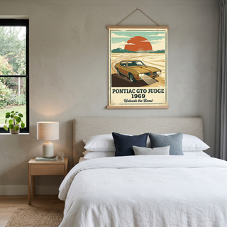 Pontiac GTO Judge 1969 V2 Poster — Vintage Muscle Car Desert Sunset Print