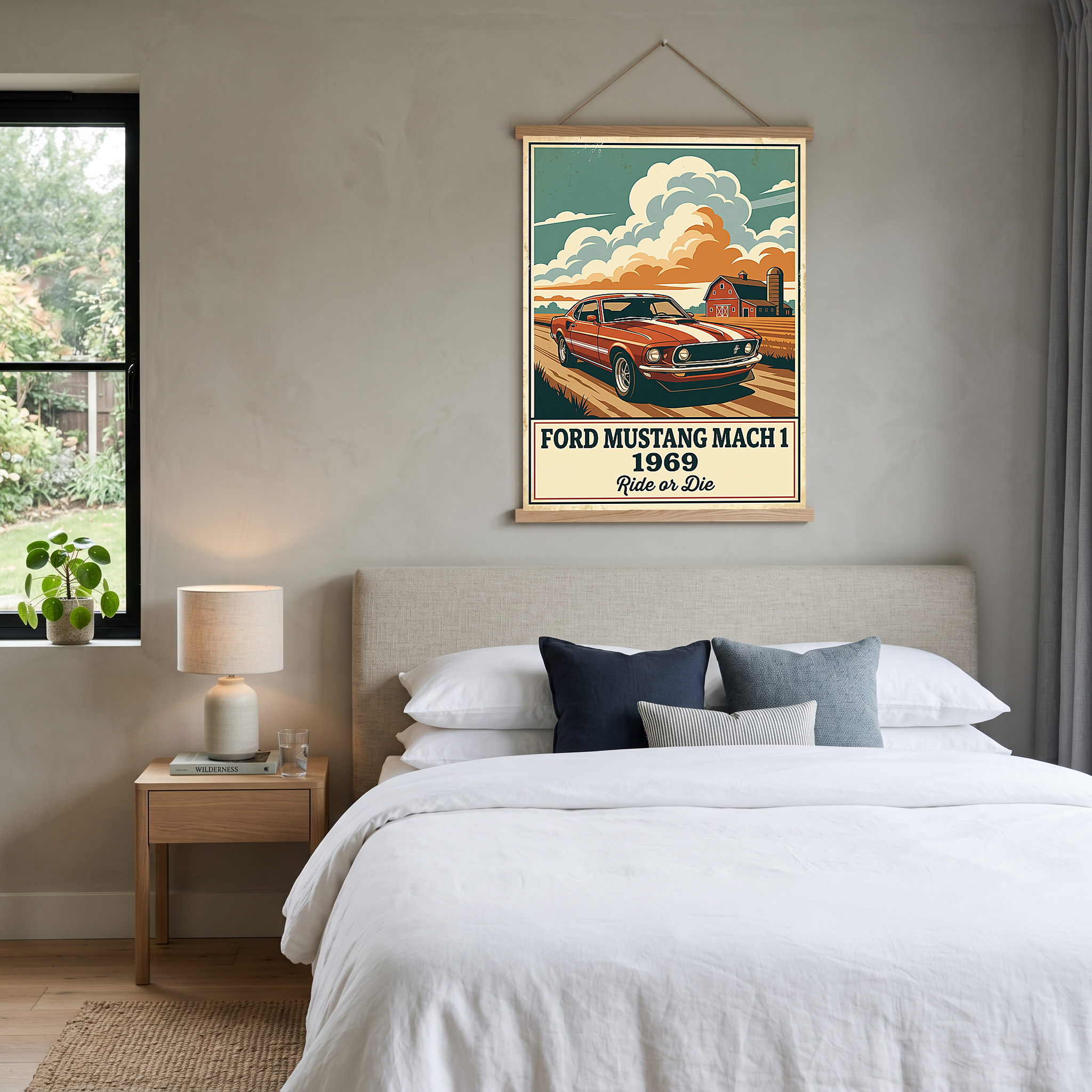 Ford Mustang Mach 1 1969 Poster — Vintage Muscle Country Sky Barn Print