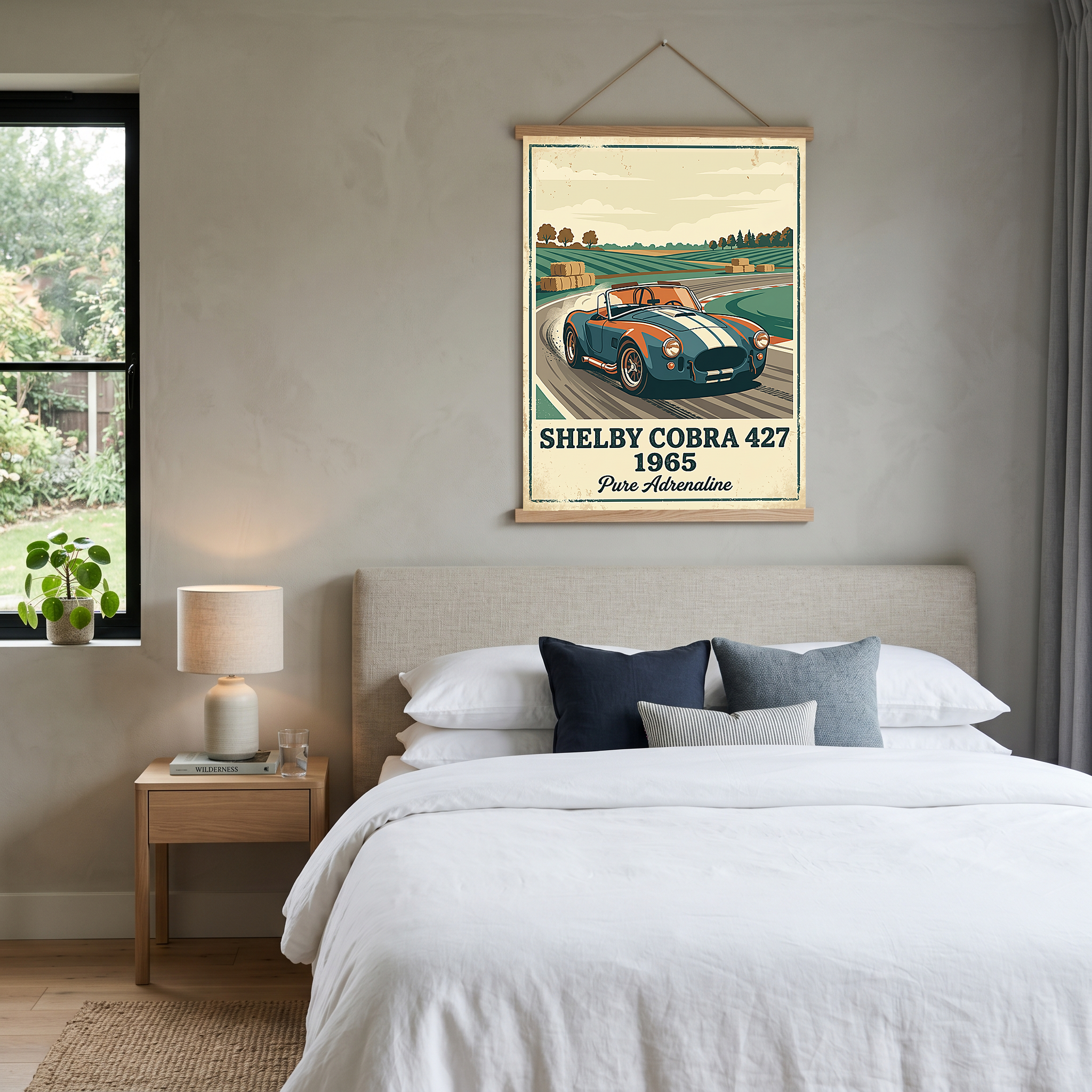 Shelby Cobra 427 1965 Poster — Vintage Race Track Roadster Print