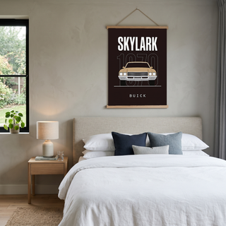 Buick Skylark 1970 Minimalist Poster — Tan on Espresso Muscle Car Line Art