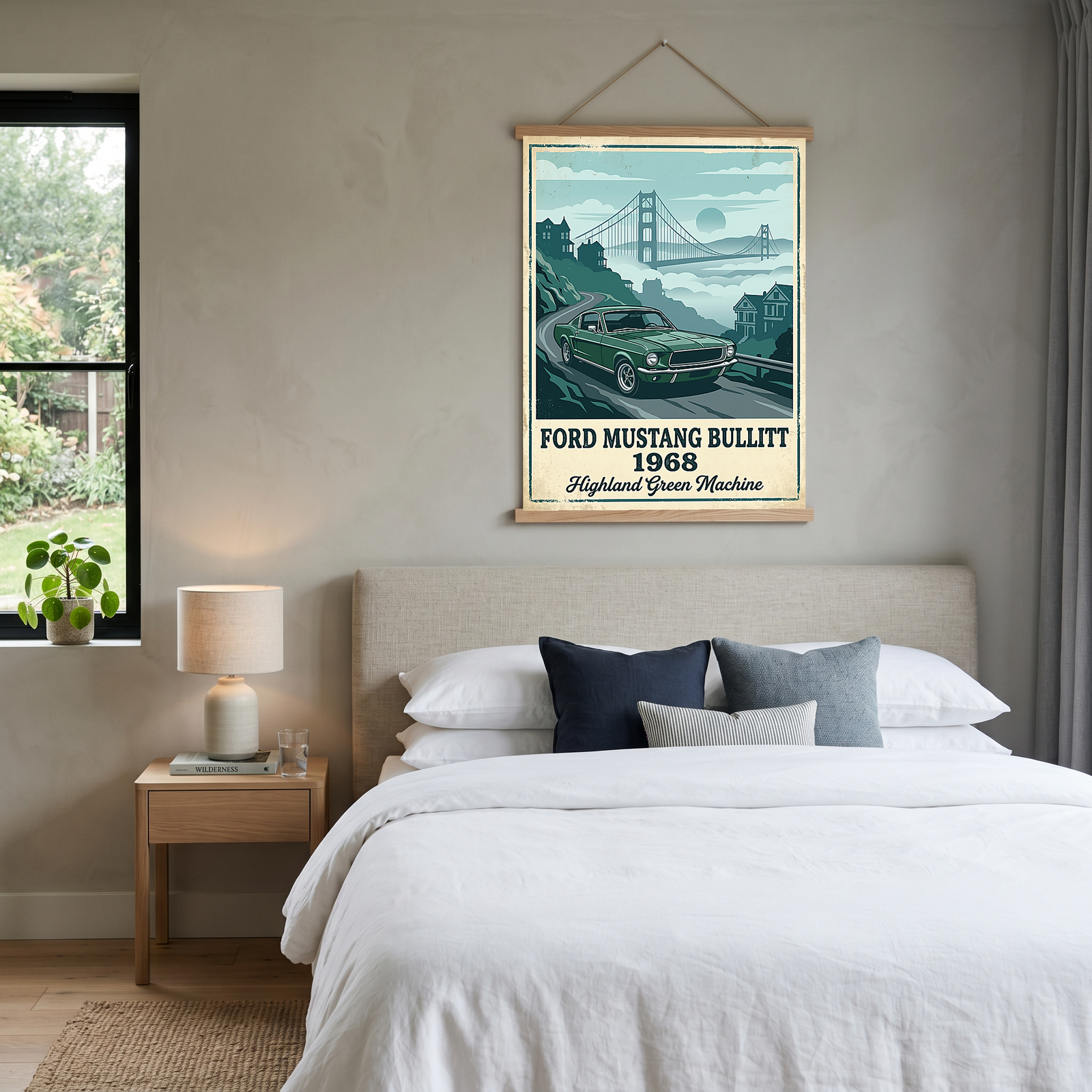 Ford Mustang Bullitt 1968 Poster — Vintage Muscle Car San Francisco Print
