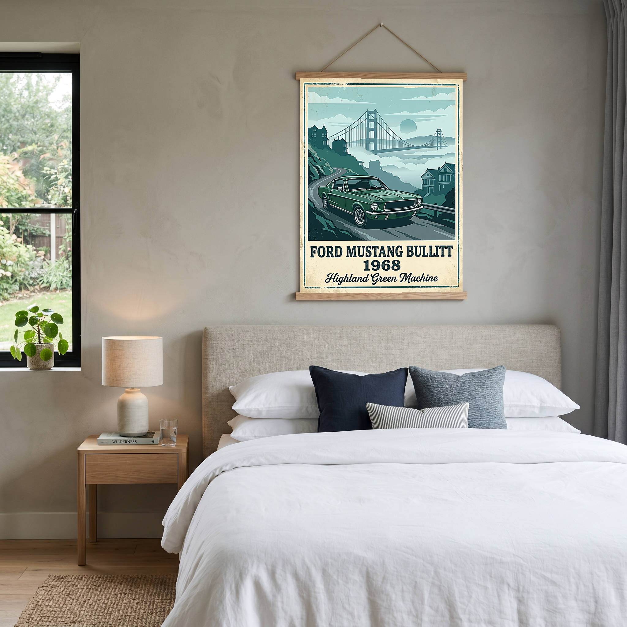 Ford Mustang Bullitt 1968 Poster — Vintage Muscle Car San Francisco Print
