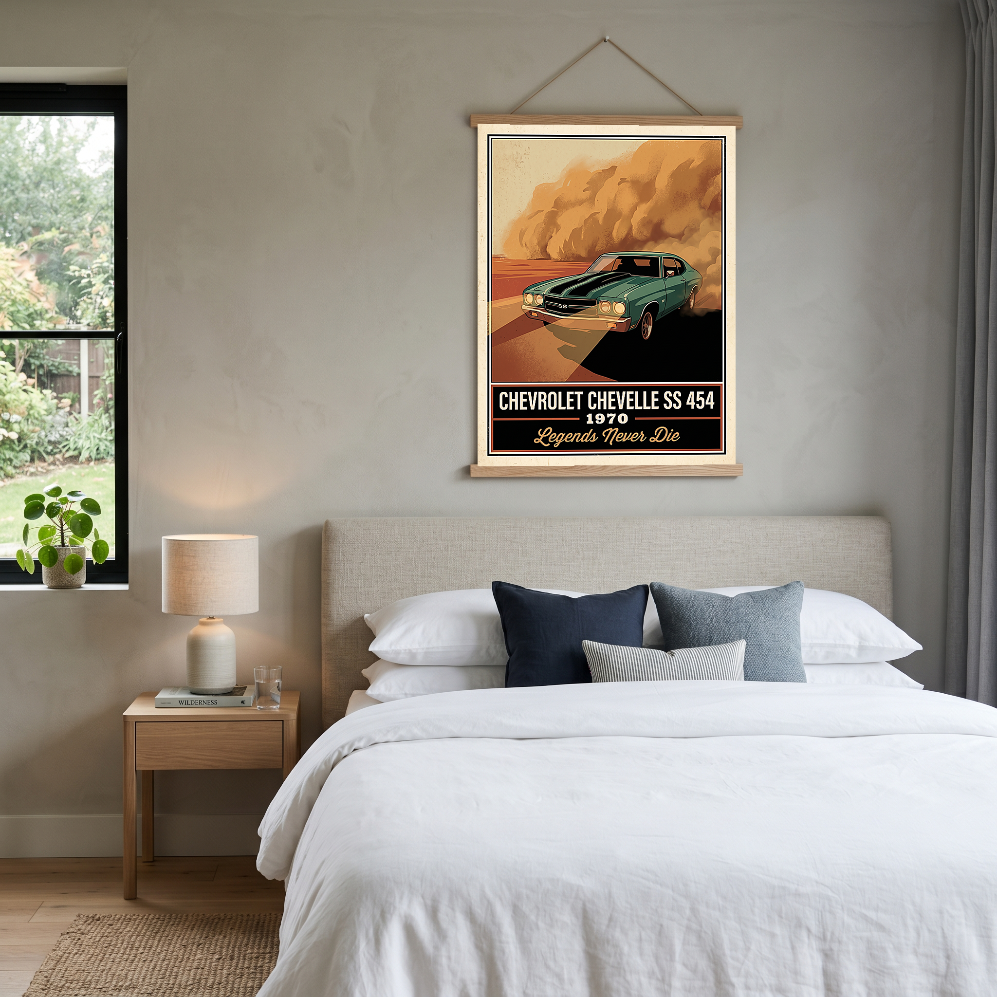 Chevrolet Chevelle SS 454 1970 V7 Dust Storm Poster — Vintage Muscle Car Action Print