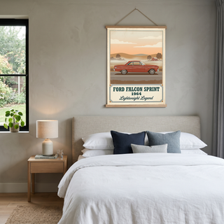 Ford Falcon Sprint 1964 Poster — Vintage Muscle Car Misty Country Road Print