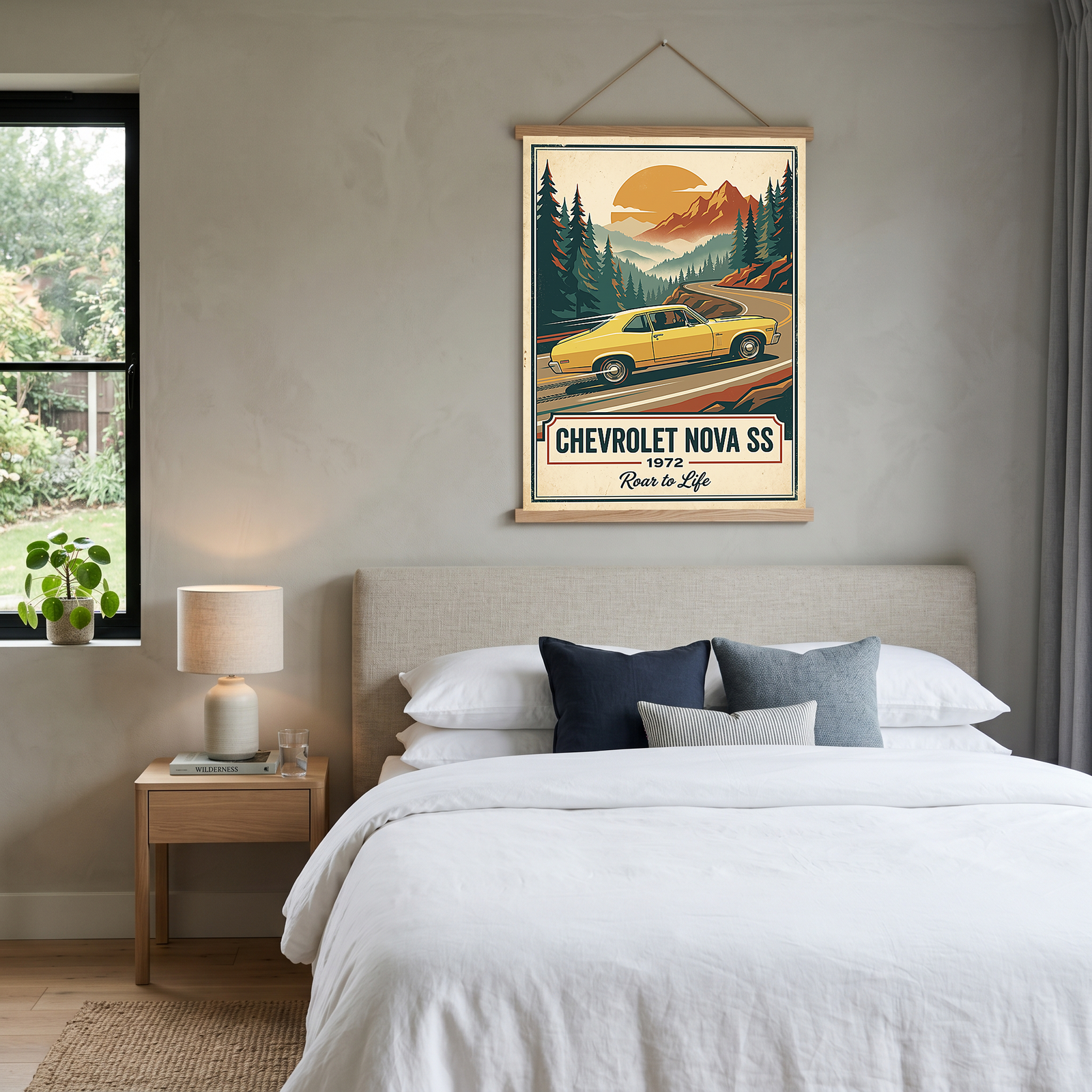 Chevrolet Nova SS 1972 V2 Poster — Vintage Muscle Mountain Pine Winding Road Print