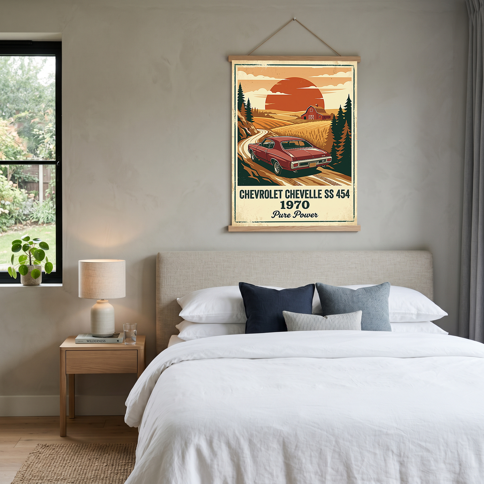 Chevrolet Chevelle SS 454 1970 V5 Poster — Vintage Muscle Car Country Lane Sunset