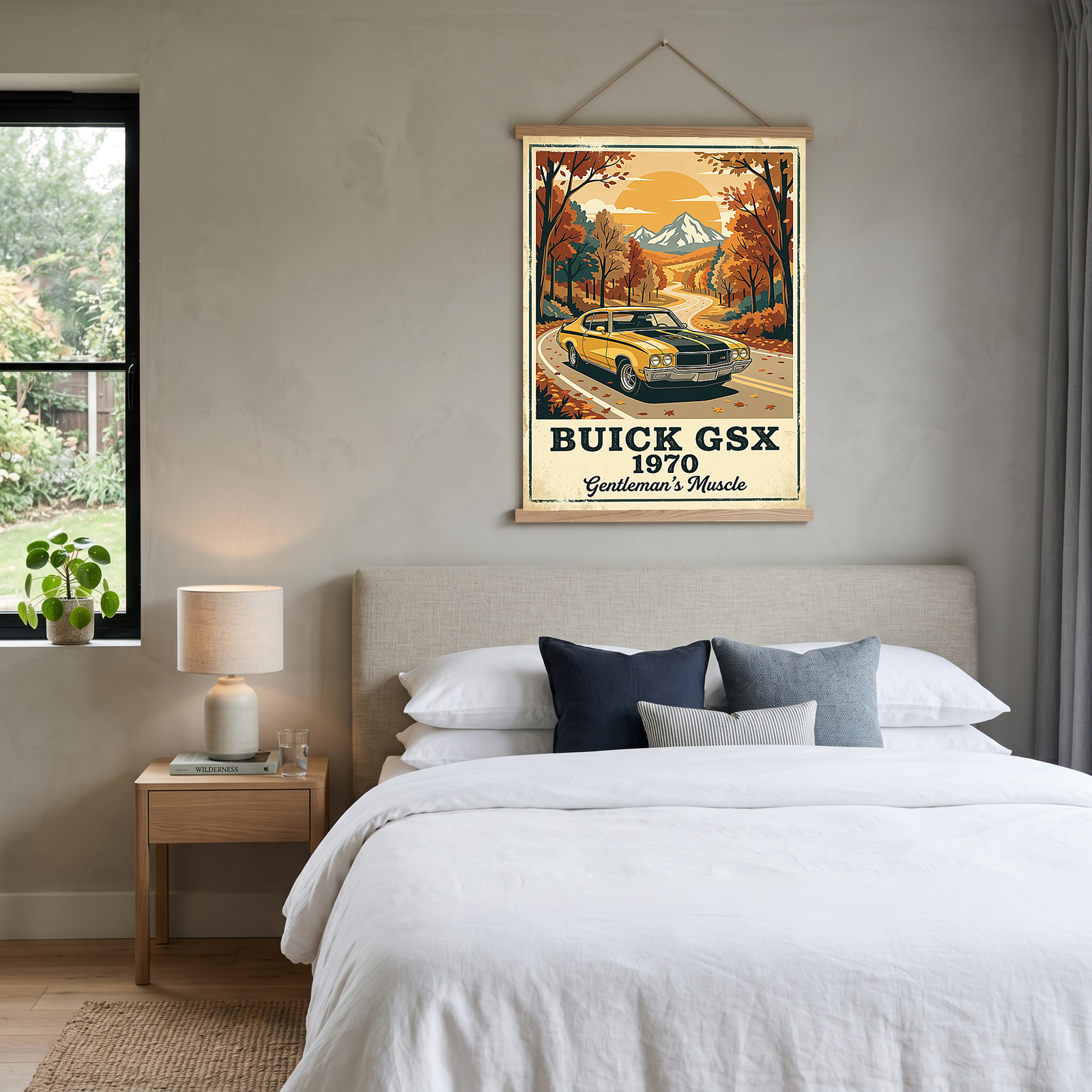 Buick GSX 1970 Poster — Vintage Muscle Car Fall Mountain Road Print