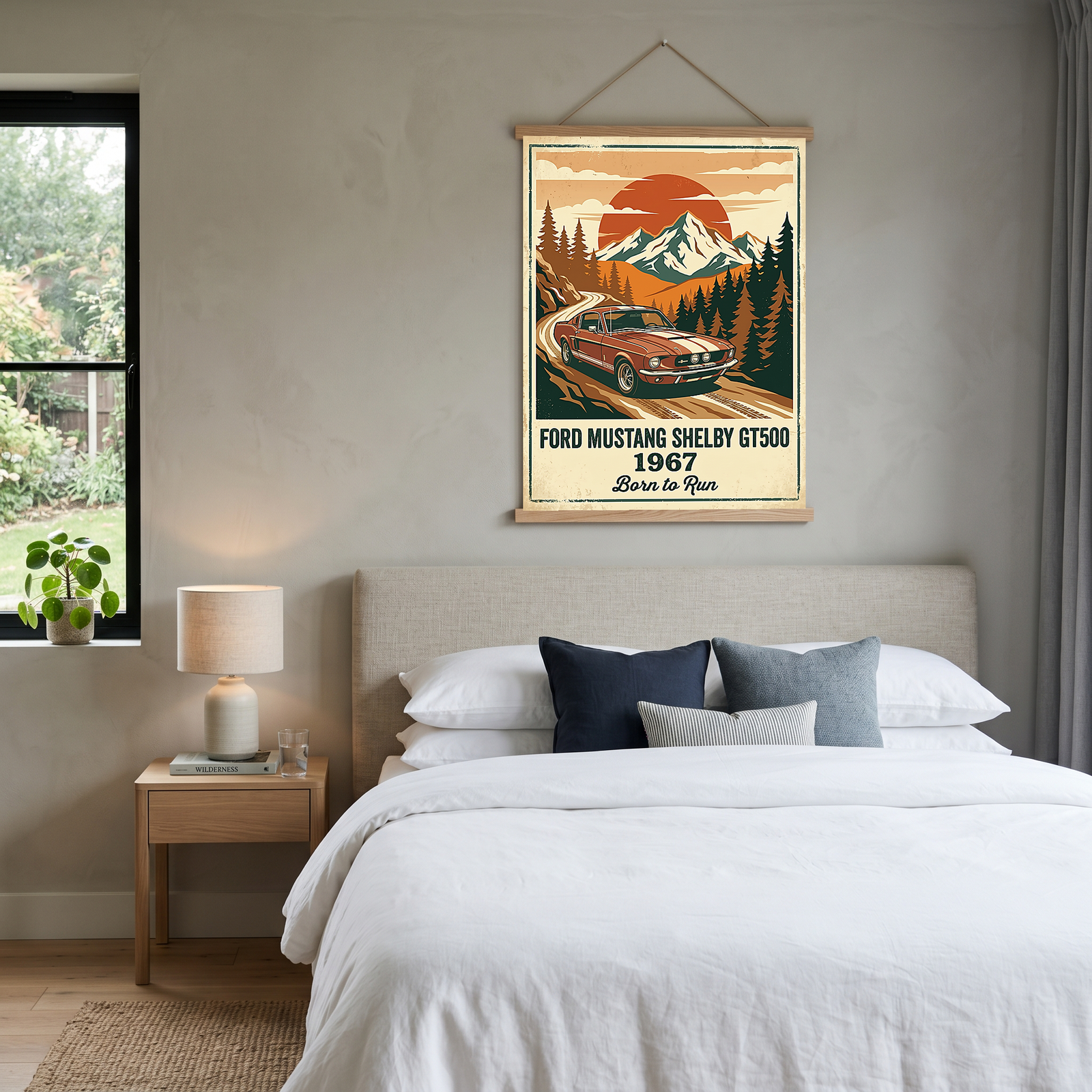 Ford Mustang Shelby GT500 1967 Poster — Vintage Muscle Car Mountain Pine Print