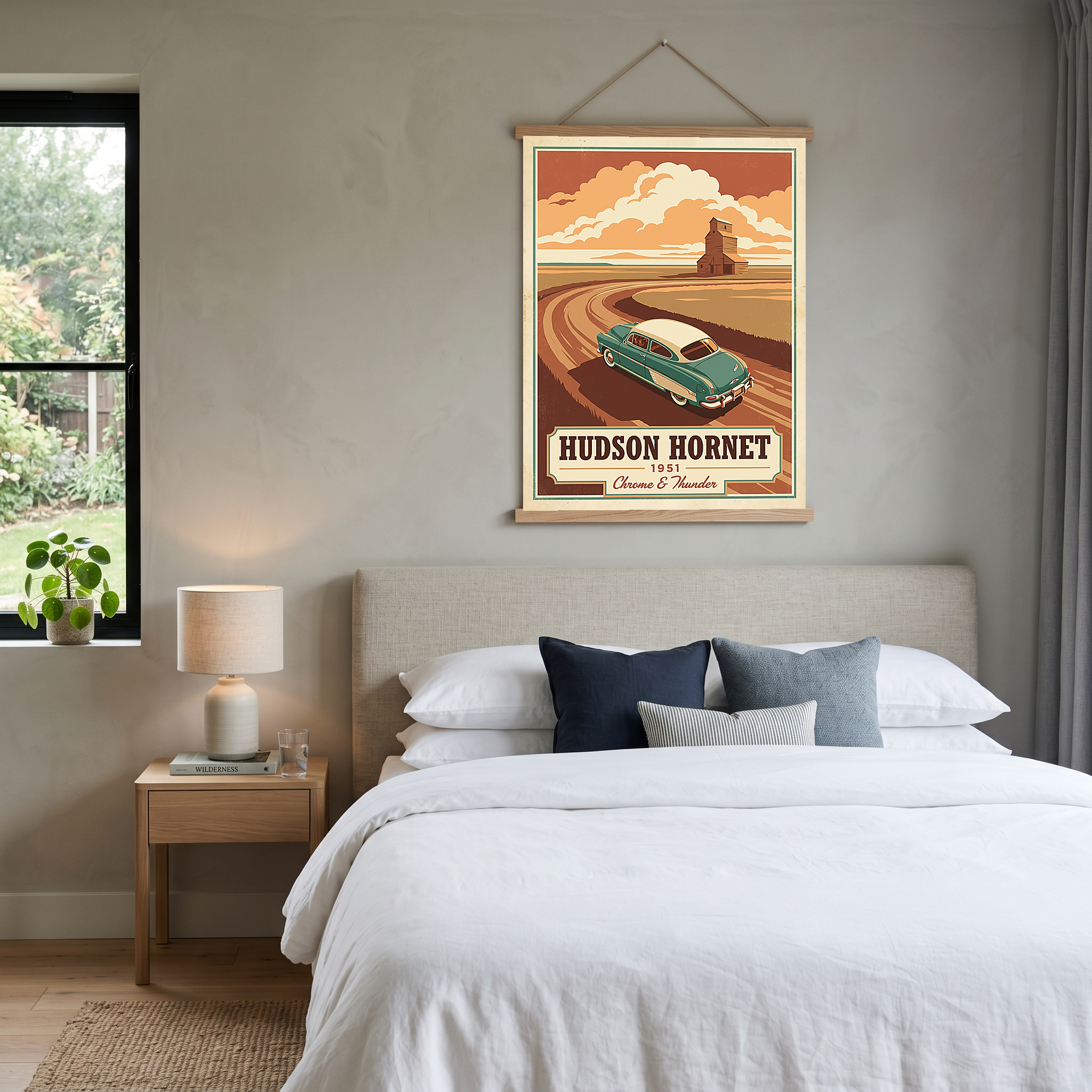 Hudson Hornet 1951 Poster — Vintage NASCAR Stock Car Prairie Print