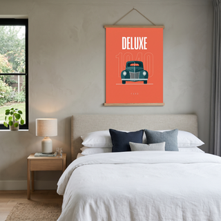 Ford Deluxe 1940 Minimalist Poster — Coral Pre-War Classic Line Art