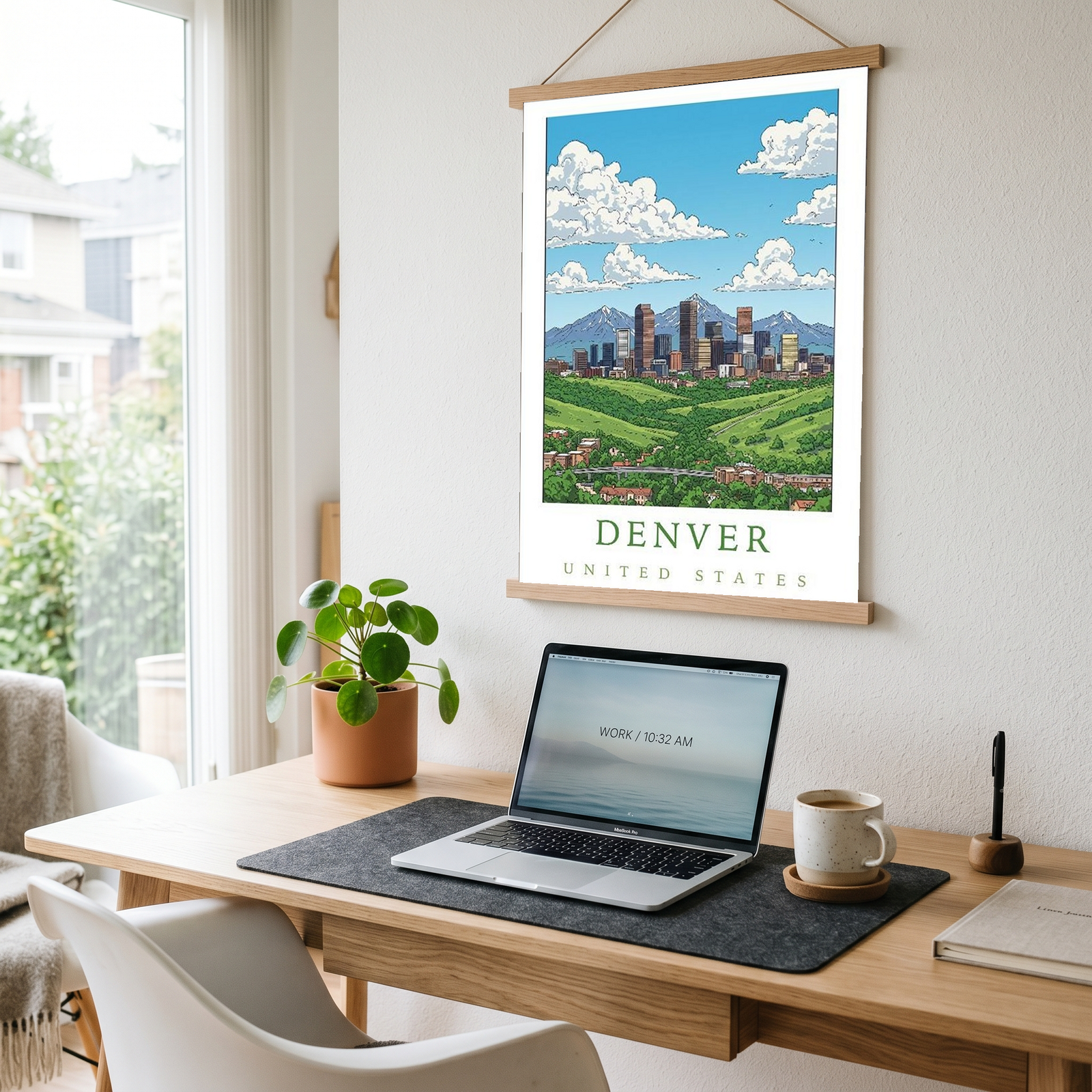 Denver Colorado Travel Poster — Rocky Mountains Mile-High Skyline Print