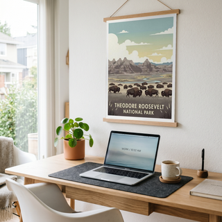 Theodore Roosevelt National Park Poster — Vintage Bison Badlands Art