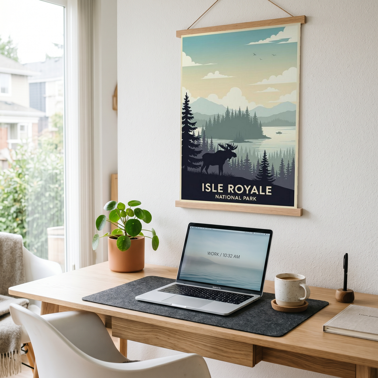 Isle Royale National Park Poster — Vintage Michigan Moose Lake Superior Print