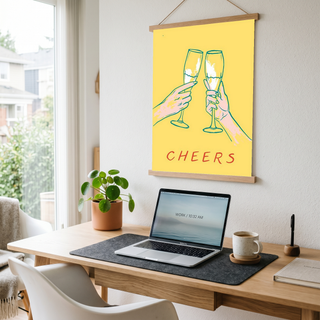 Cheers Champagne Toast Poster - Retro Cocktail Bar Cart Wall Art Print