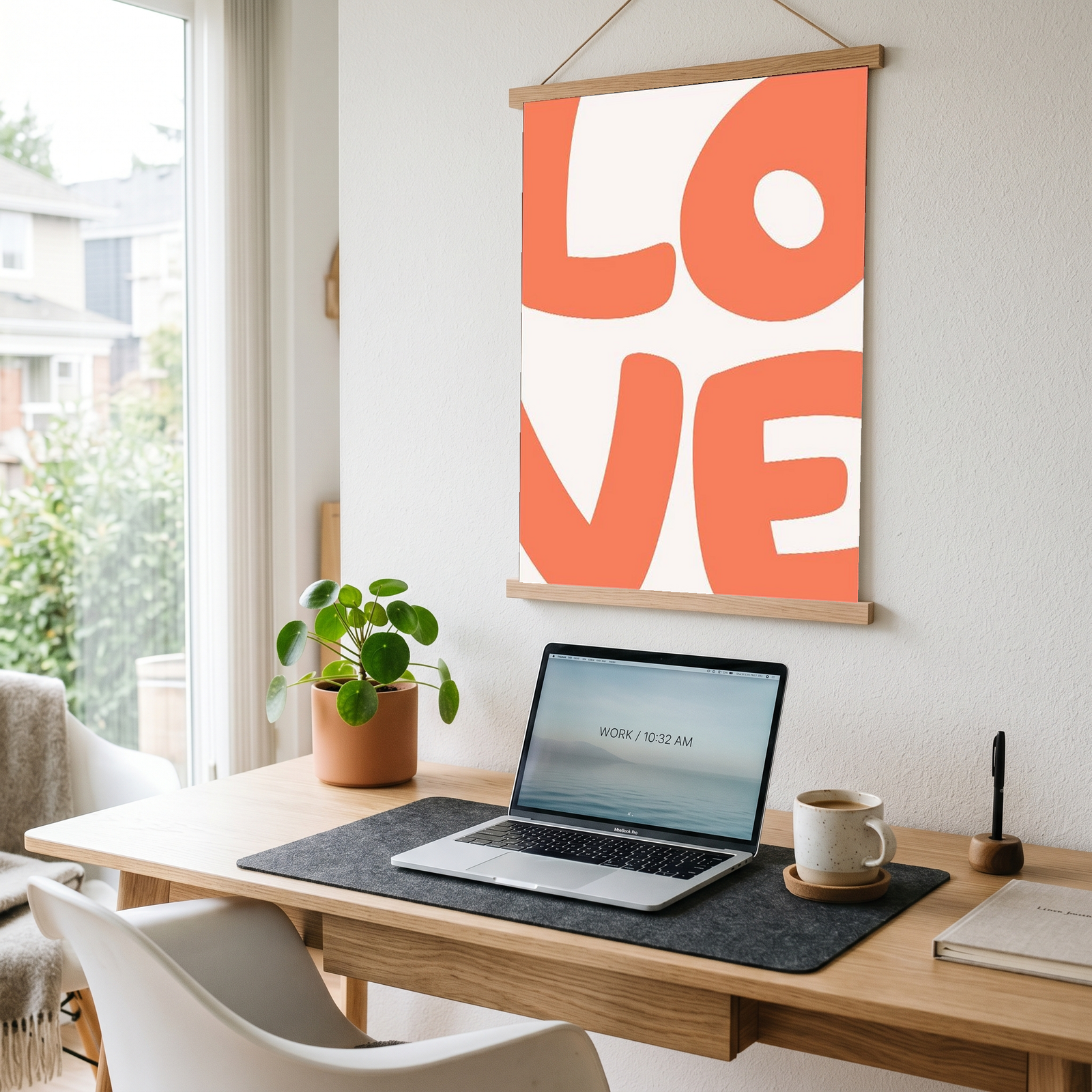 LOVE Poster — Bold Minimalist Typography Orange Wall Art Print