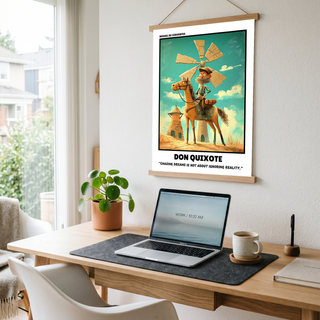 Don Quixote Poster - Chasing Dreams Literary Quote Wall Art Print
