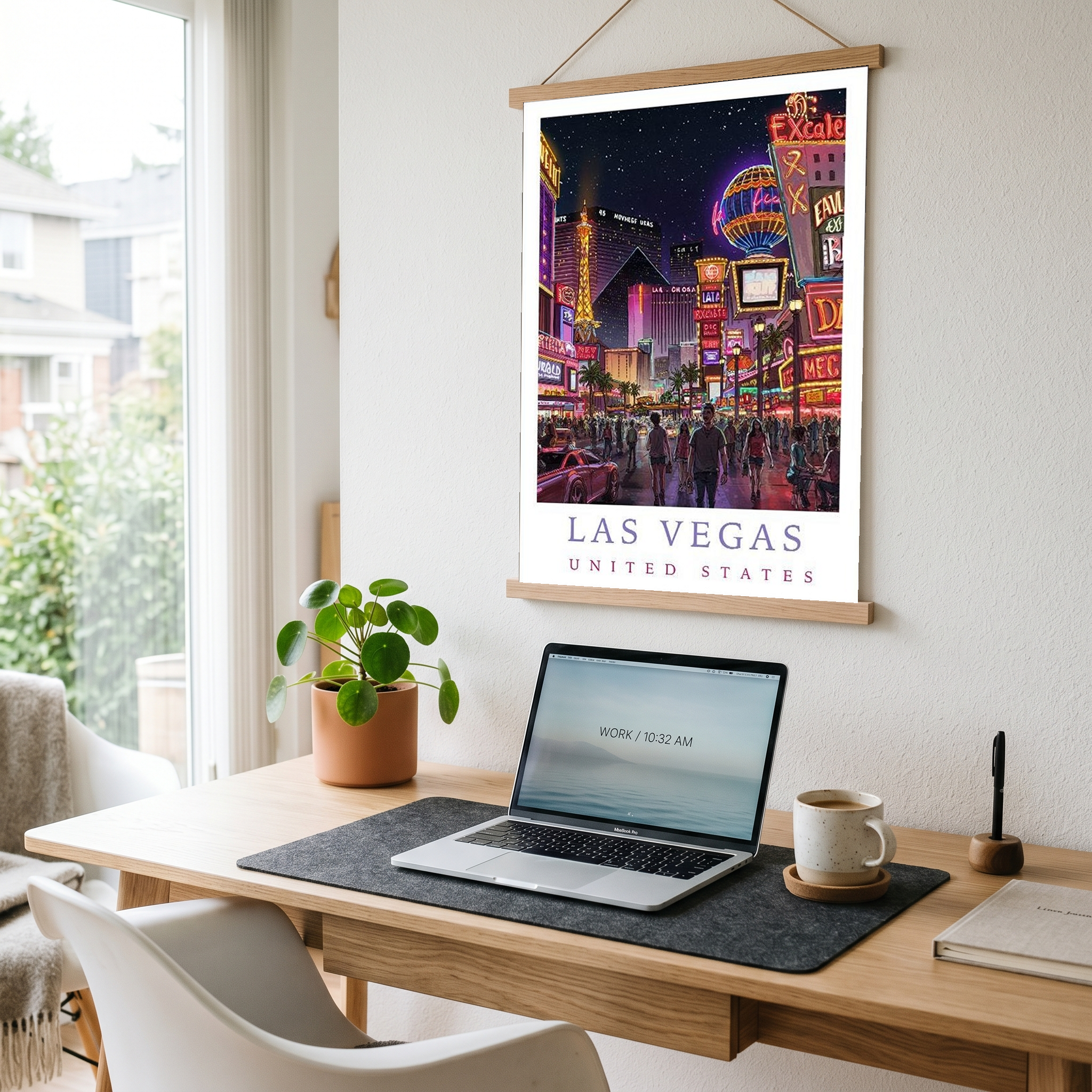 Las Vegas Travel Poster — Neon Strip Night Cityscape Print