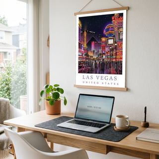 Las Vegas Travel Poster — Neon Strip Night Cityscape Print