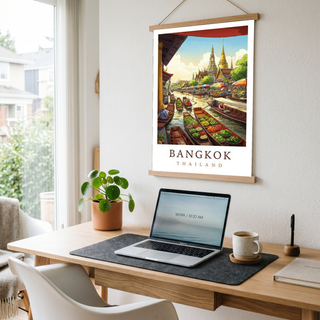 Bangkok Thailand Travel Poster — Floating Market Wat Arun Print