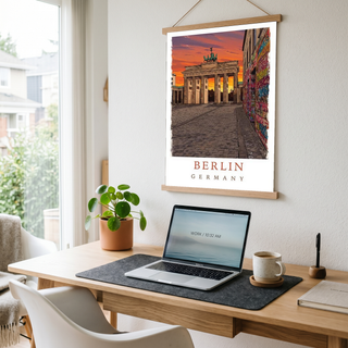 Berlin Germany Travel Poster — Brandenburg Gate Sunset Graffiti Print