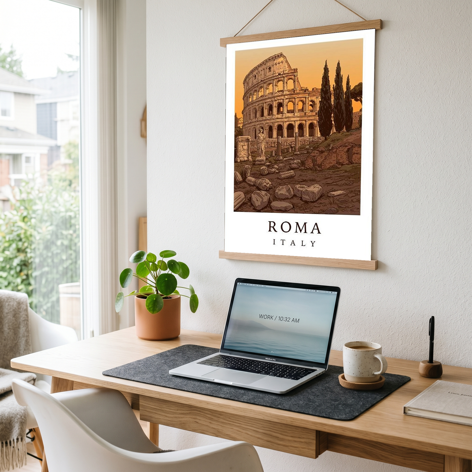 Rome Italy Travel Poster — Colosseum Ancient Ruins Cypress Print